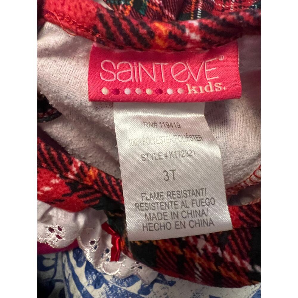 Saint Eve Kids Red Plaid Nightgown 3T Ruffled detail - Picture 3 of 4